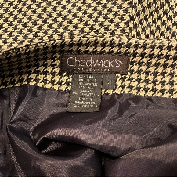 Chadwicks Vintage Brown Houndstooth, Wool Skirt Yellowstone - Picture 3 of 7